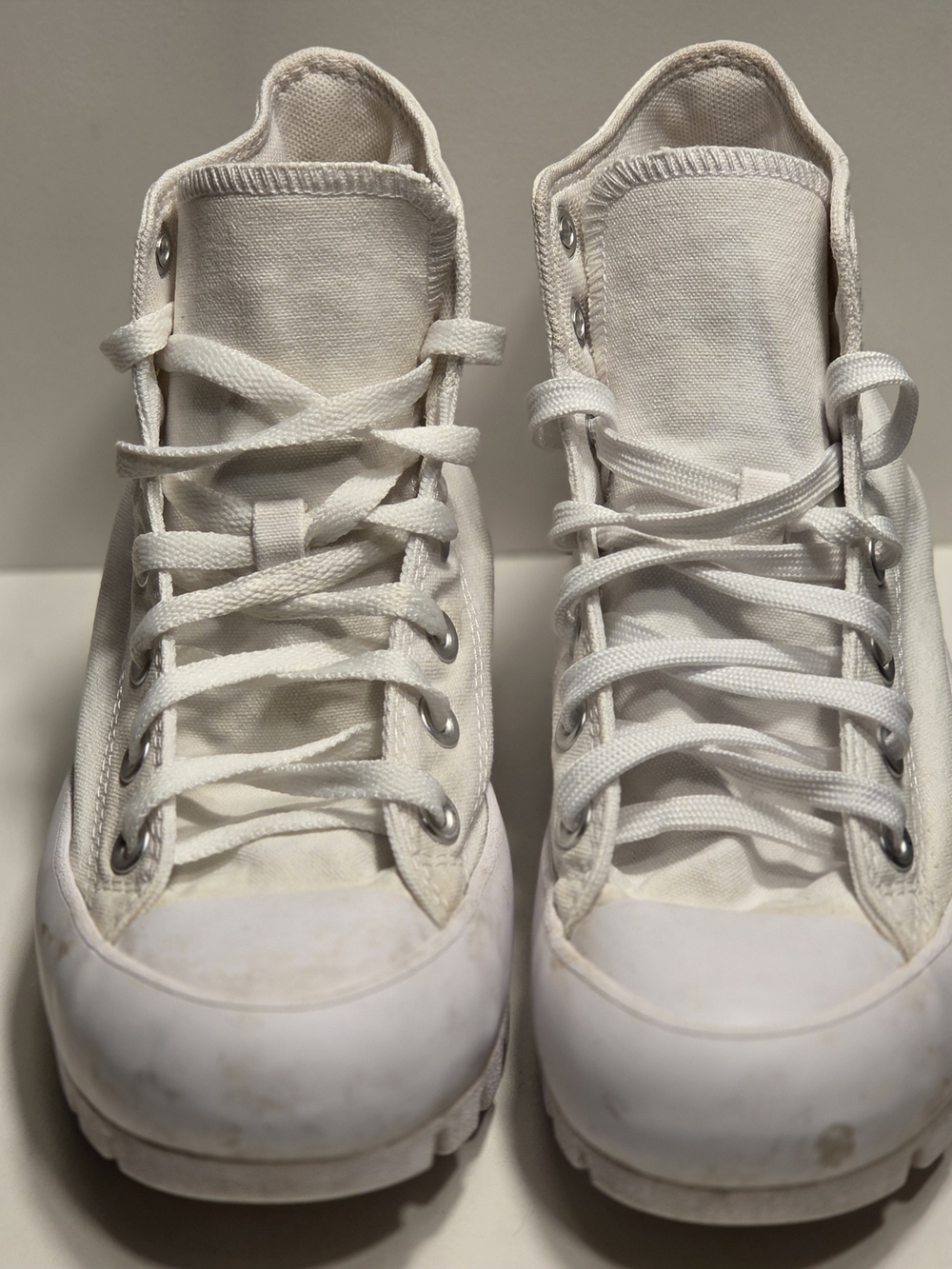 Women's White High-Top Canvas Sneakers